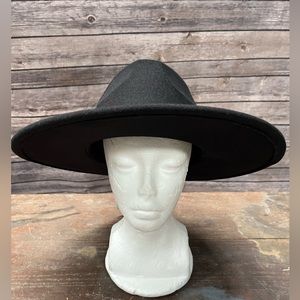 Vegan Felt black fedora wide brim